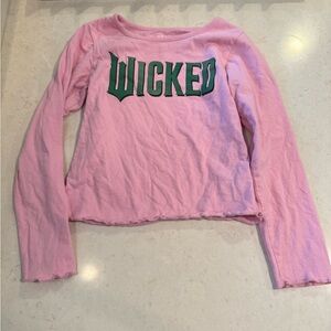 Old Navy Pink Long Sleeve Tee with Green 'Wicked' Print